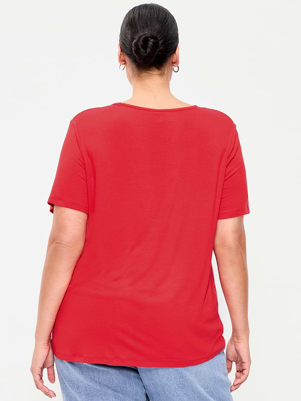 T-shirt luxueux à col en V