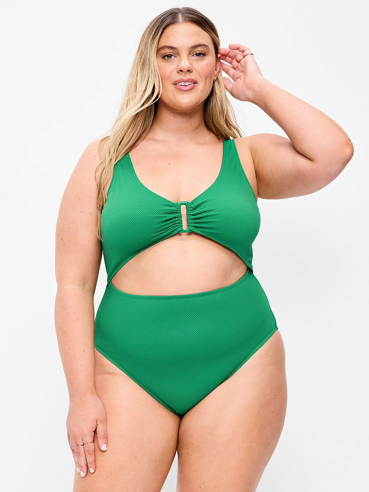Image number 7 showing, Textured One-Piece Cut-Out Swimsuit