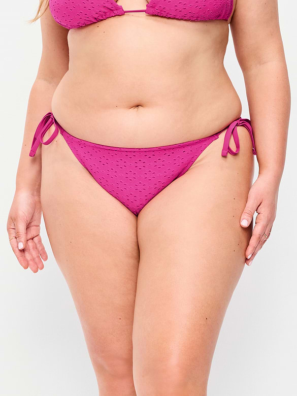 Eyelet String Bikini Swim Bottoms