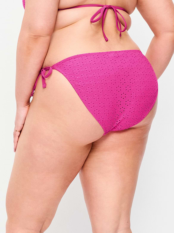 Eyelet String Bikini Swim Bottoms