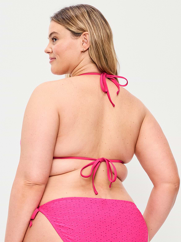 Eyelet Triangle String Bikini Swim Top