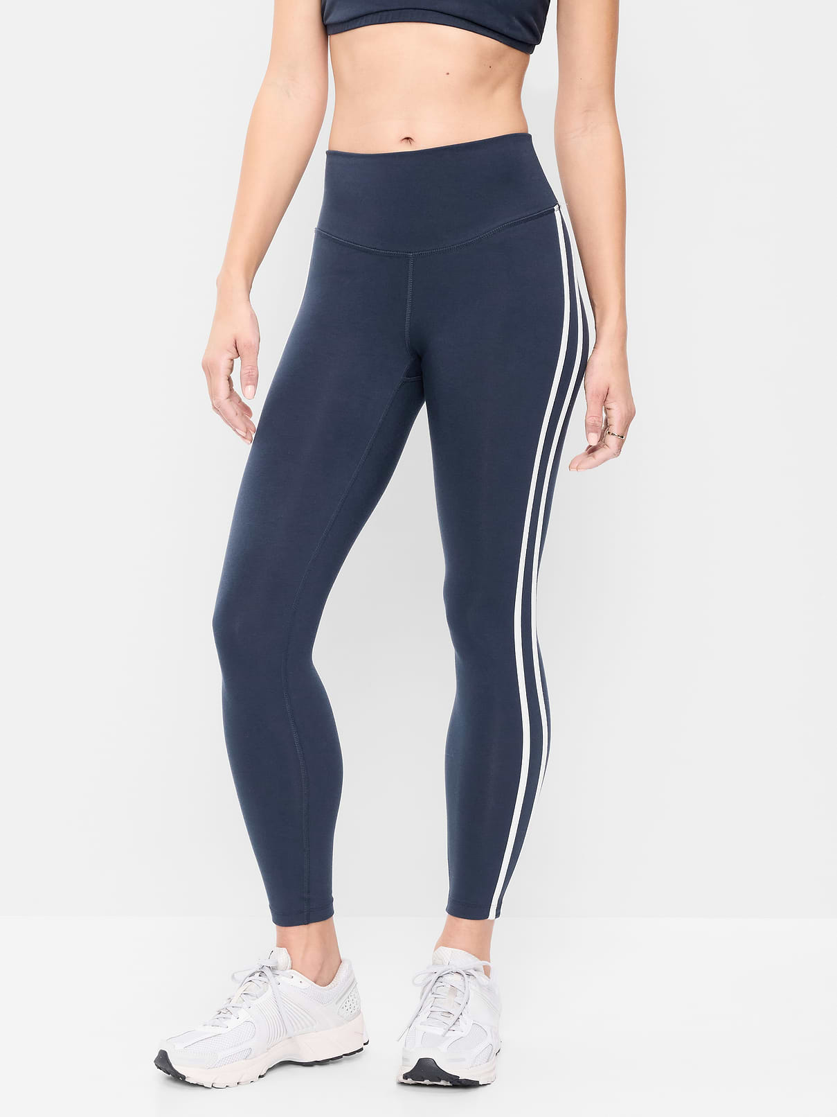 High-Waisted PowerChill Side-Striped 7/8 Cotton Leggings