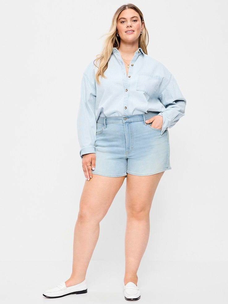 Image number 6 showing, High-Waisted Wow Jean Shorts -- 4-inch inseam