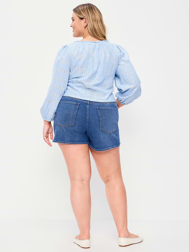 Image number 7 showing, High-Waisted Wow Jean Shorts -- 4-inch inseam