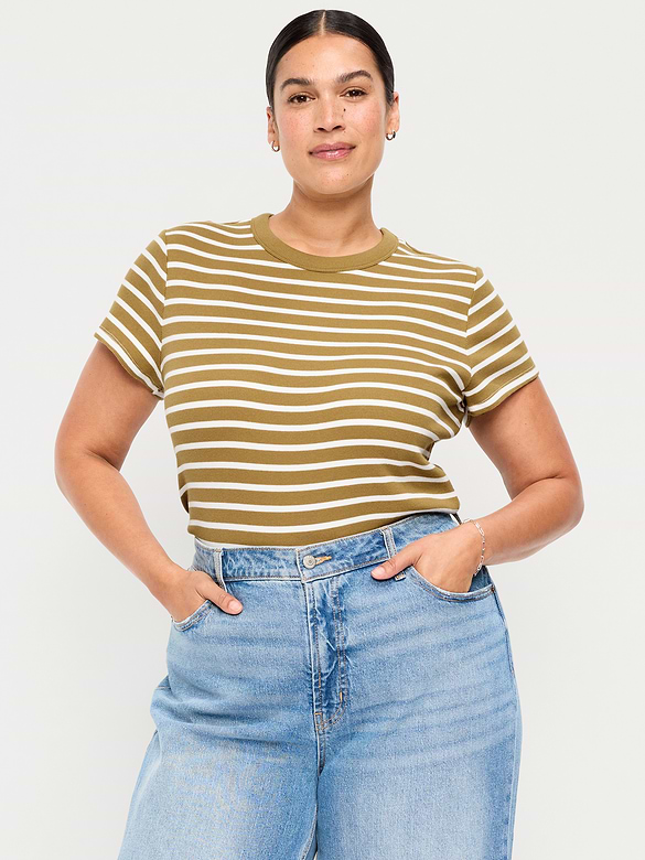 Snug Crew-Neck Ribbed T-Shirt