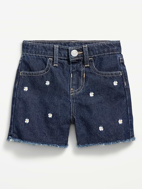 Embroidered Embroidered Frayed-Hem Jean Shorts for Toddler Girls on clearance at Old Navy — 40% off