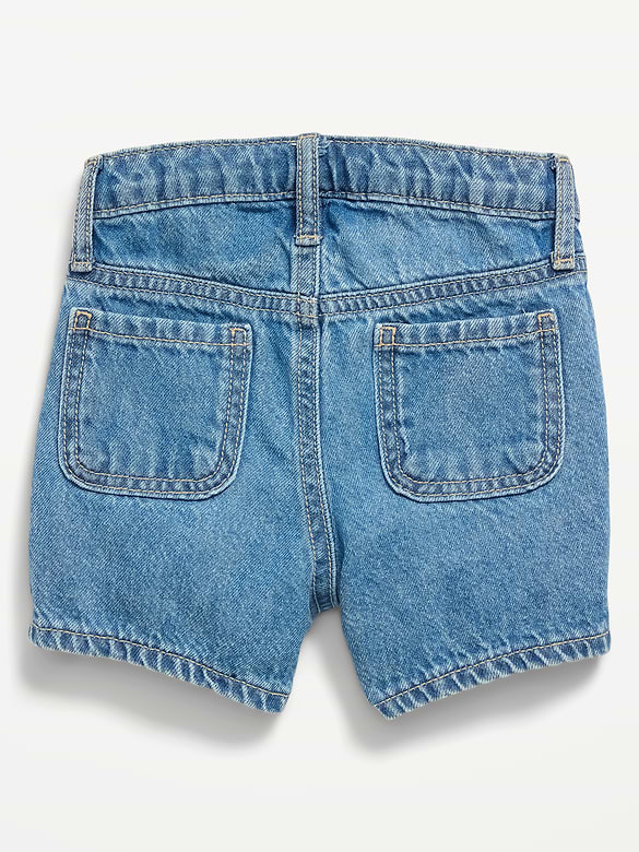 Short matelot en denim brodé à taille haute pour toute-petite