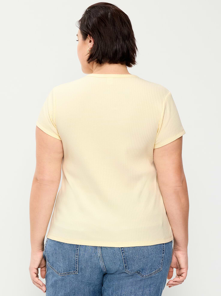 Image number 8 showing, Short-Sleeve Ribbed Button-Down Top