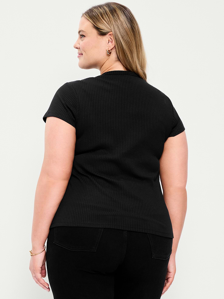 Image number 8 showing, Short-Sleeve Ribbed Button-Down Top