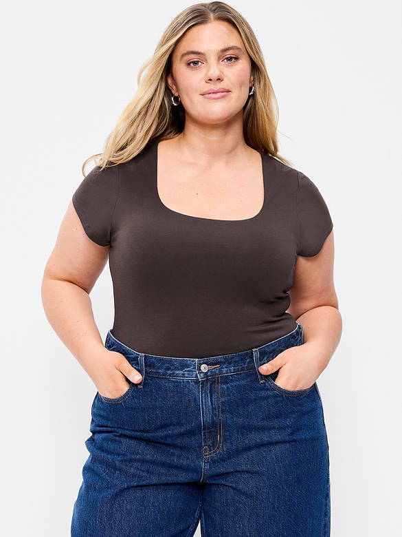 Hug Double-Layer Scoop-Neck Top