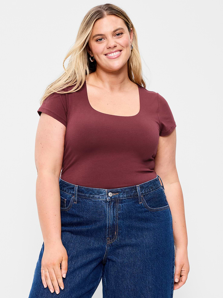 Image 8 of 9, Hug Double-Layer Scoop-Neck Top