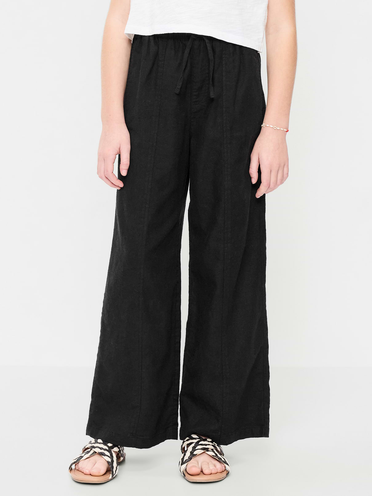 Image 1 of 5, elasticized waistband, functional drawstring, on-seam pockets, front seam, wide leg, easy pull-on style, Product #885968