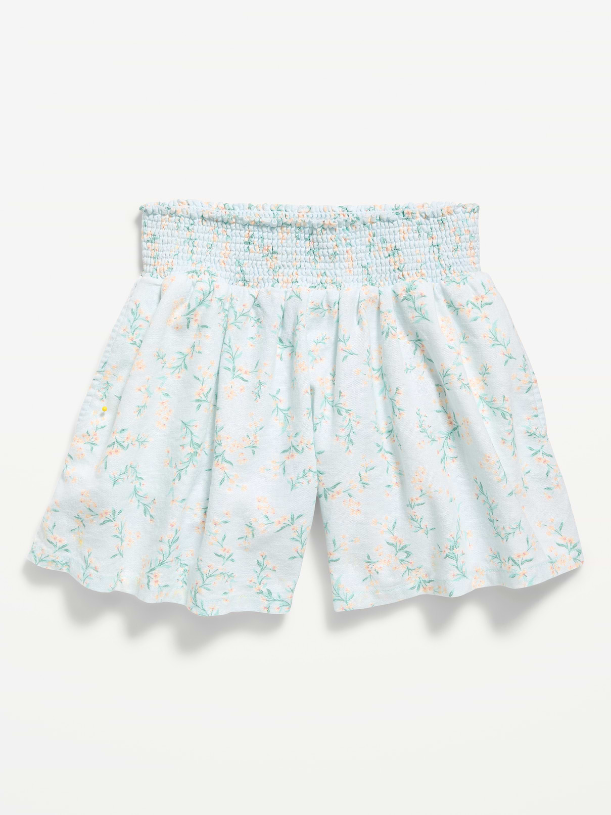 L'image numéro 4 présente Short à taille smockée en mélange de lin à motif pour fille