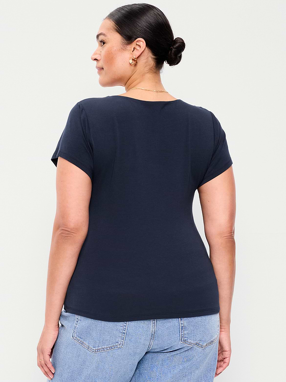 Hug Double-Layer Scoop-Neck Top