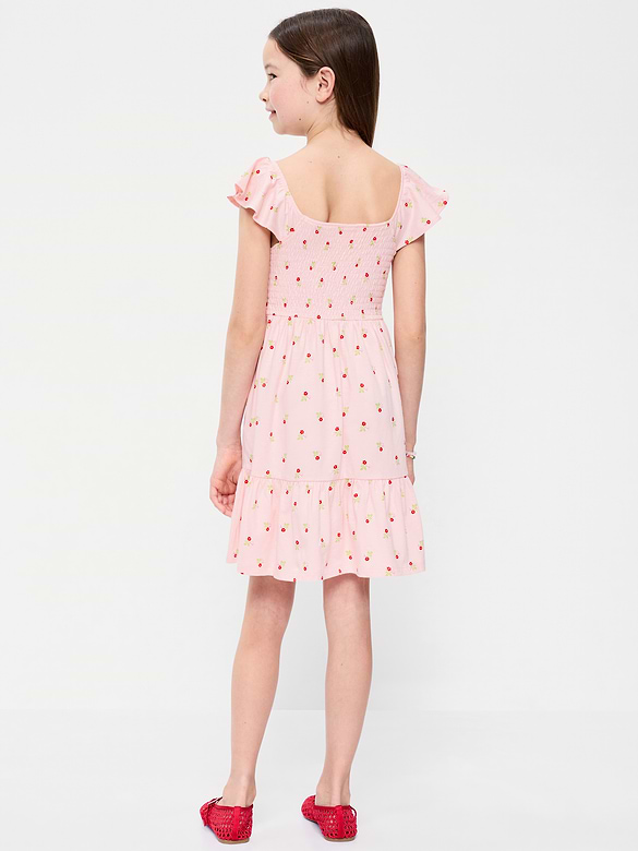 Robe à smocks ajustée et évasée à motif pour fille