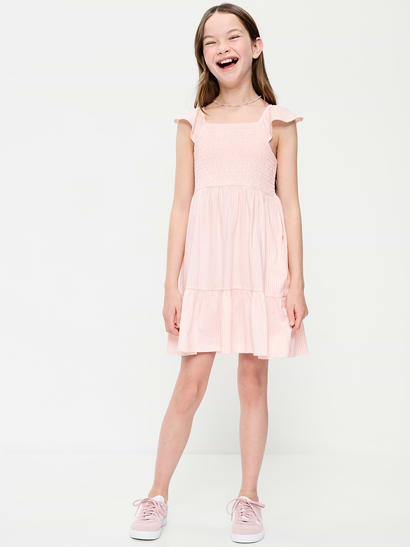 Robe à smocks ajustée et évasée pour fille