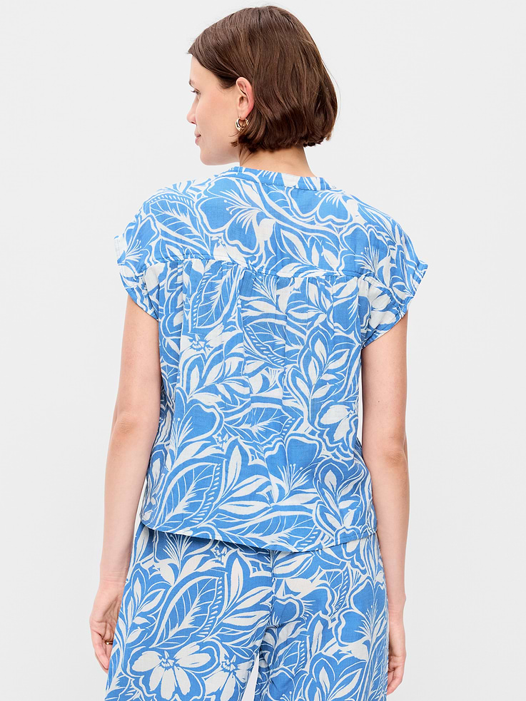 Image number 2 showing, Short-Sleeve Crinkle Gauze Popover Top