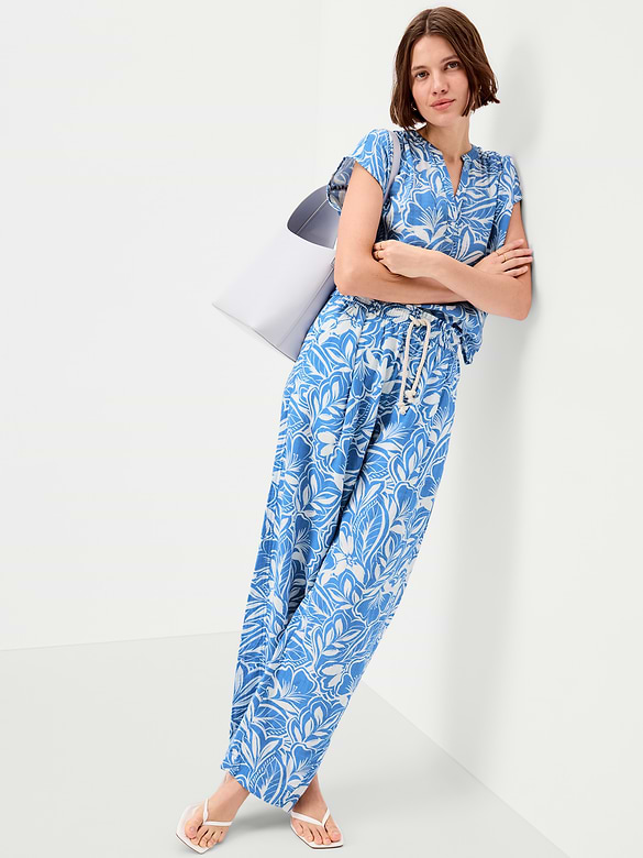 Short-Sleeve Crinkle Gauze Popover Top