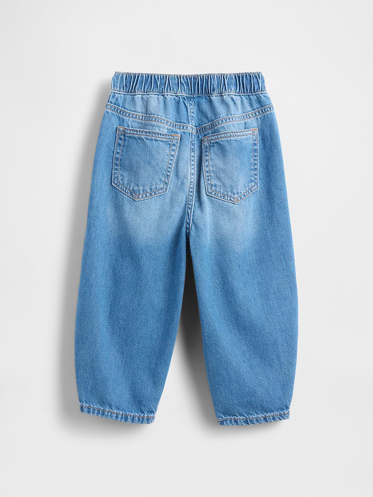 Image 4 of 4, Baby & Toddler Pull-on Barrel Jeans