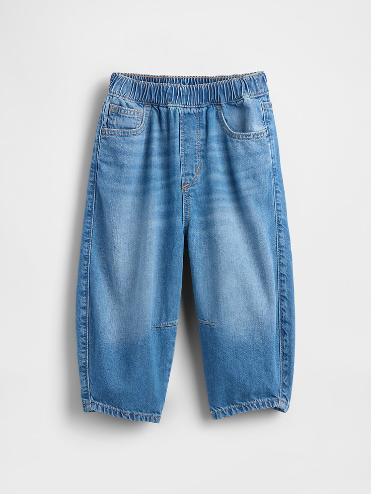 Image 3 of 4, Baby & Toddler Pull-on Barrel Jeans