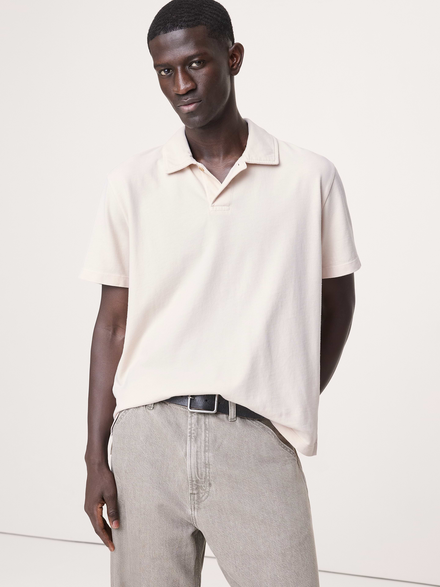 Image number 1 showing, Relaxed Sueded Cotton Polo