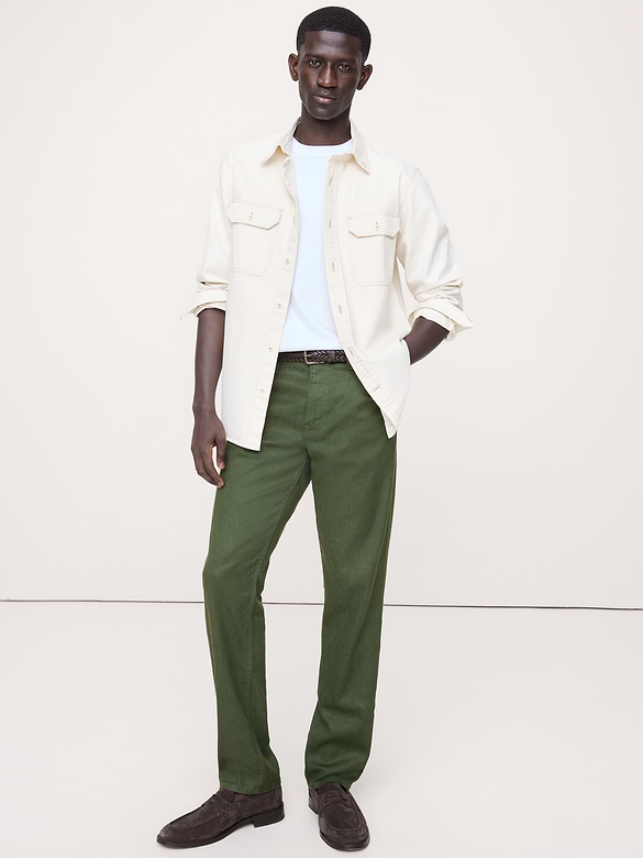 Pantalon Voyageur étroit en lin et coton