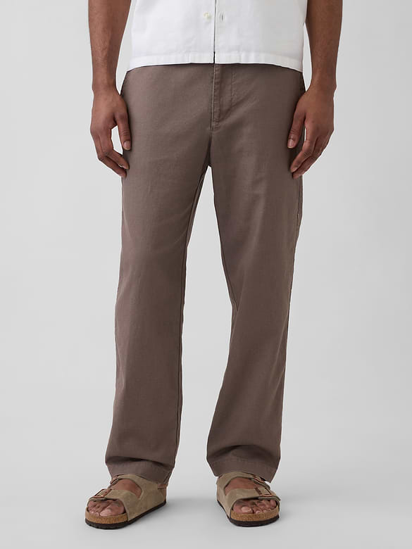 Linen-Cotton Relaxed Taper Easy Pants
