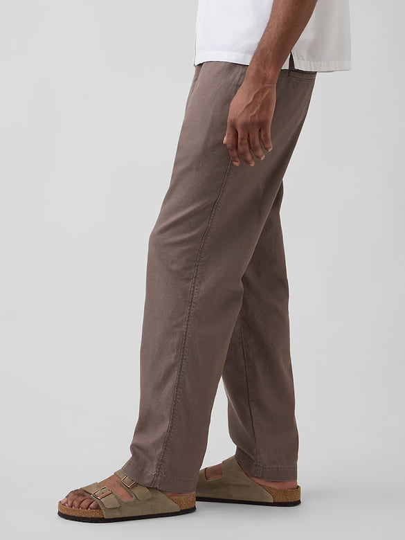 Linen-Cotton Relaxed Taper Easy Pants
