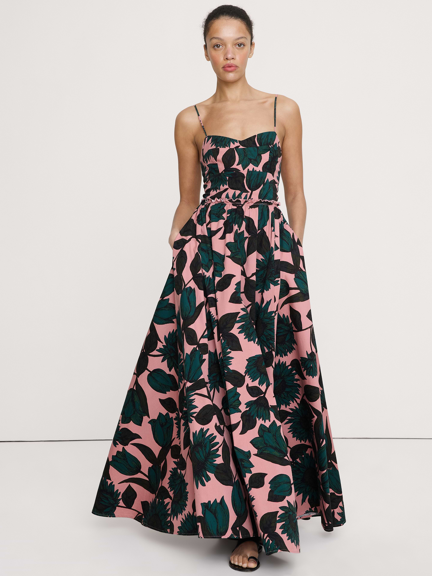 Image number 1 showing, Soft Cotton Corset Maxi Dress