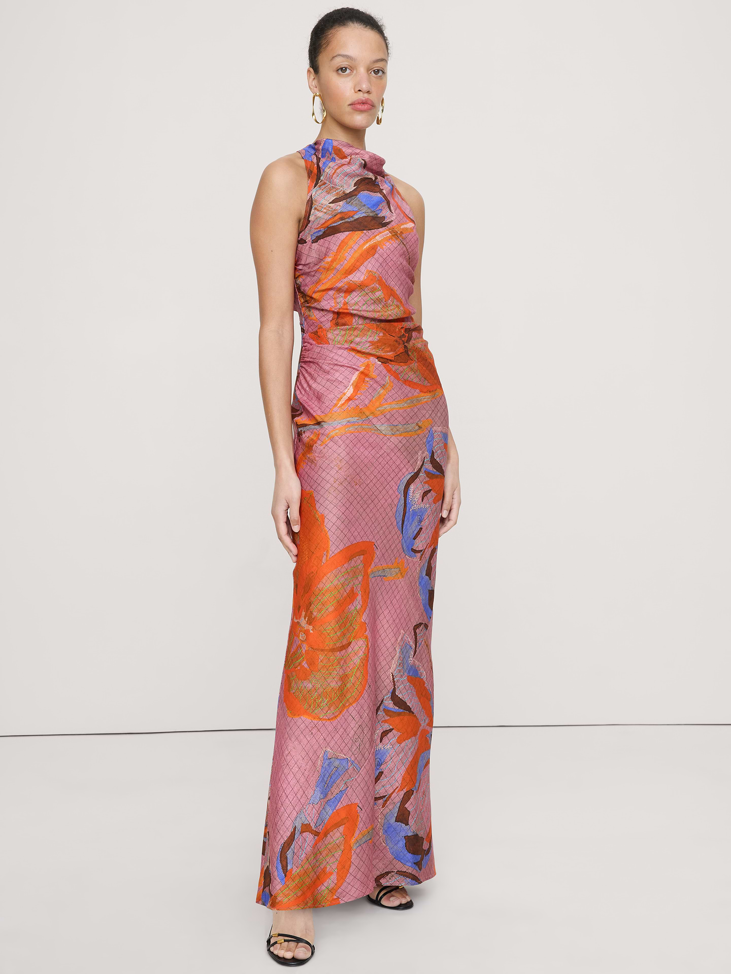 Image number 1 showing, Viscose-Linen Cowl-Neck Dress
