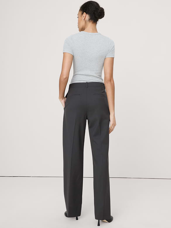 Ultra High-Rise Modern Straight Italian Lightweight Wool Pant