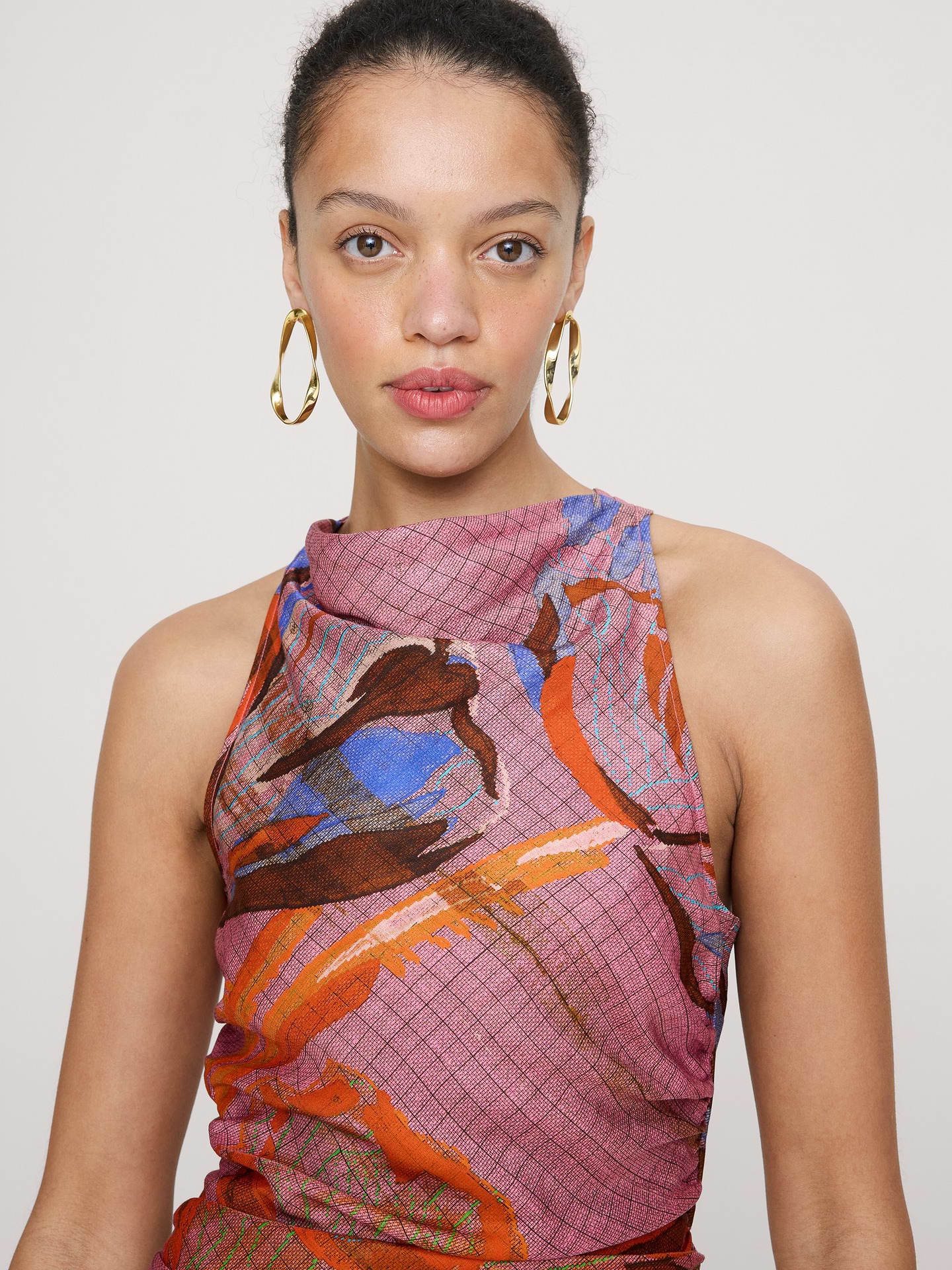 Image number 6 showing, Viscose-Linen Cowl-Neck Dress