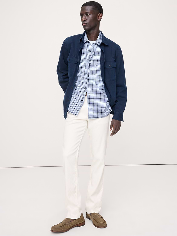 Pantalon Voyageur étroit en lin et coton