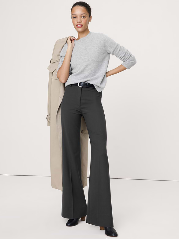 Ultra High-Rise Flare Italian Lightweight Wool Pant