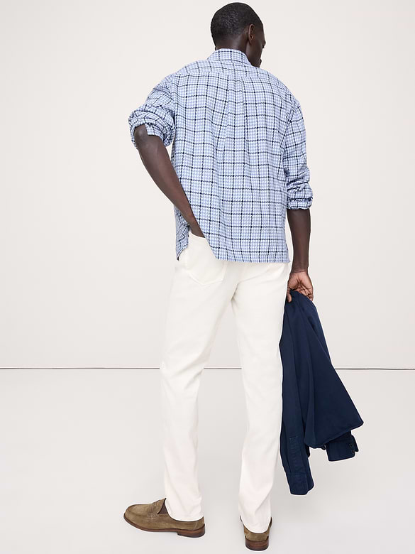 Pantalon Voyageur étroit en lin et coton