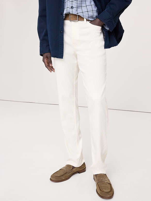 Pantalon Voyageur étroit en lin et coton
