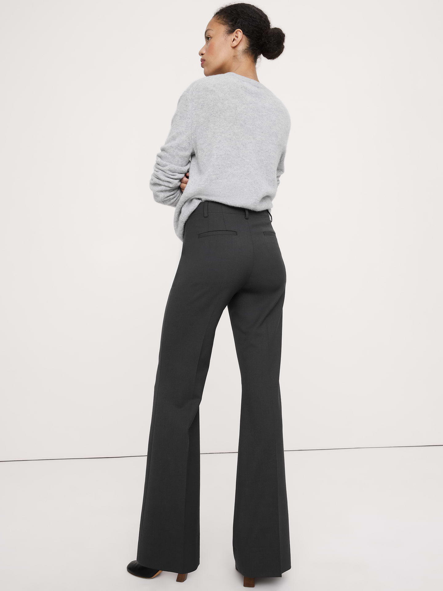 Image number 3 showing, Ultra High-Rise Flare Italian Lightweight Wool Pant
