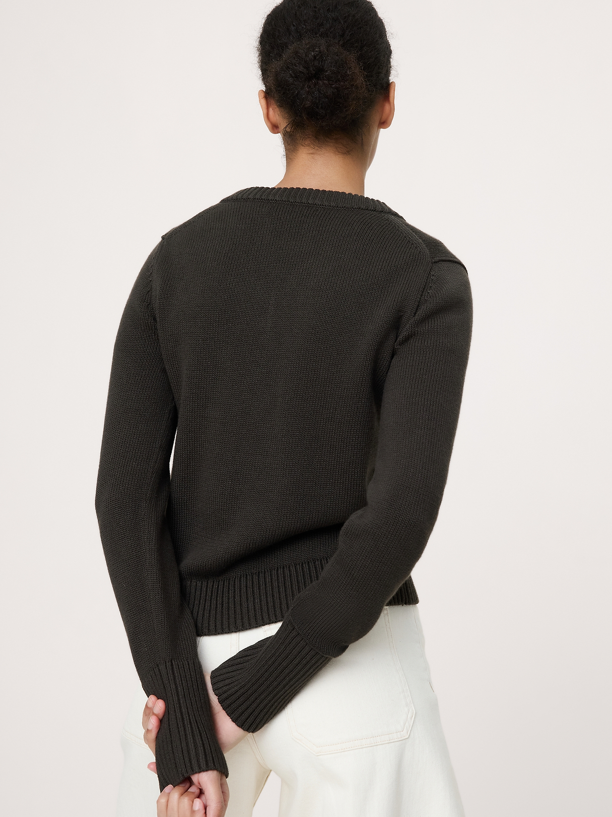Larkspur Cotton-Silk V-Neck Sweater | Banana Republic