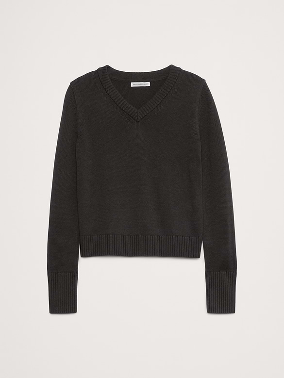 Larkspur Cotton-Silk V-Neck Sweater