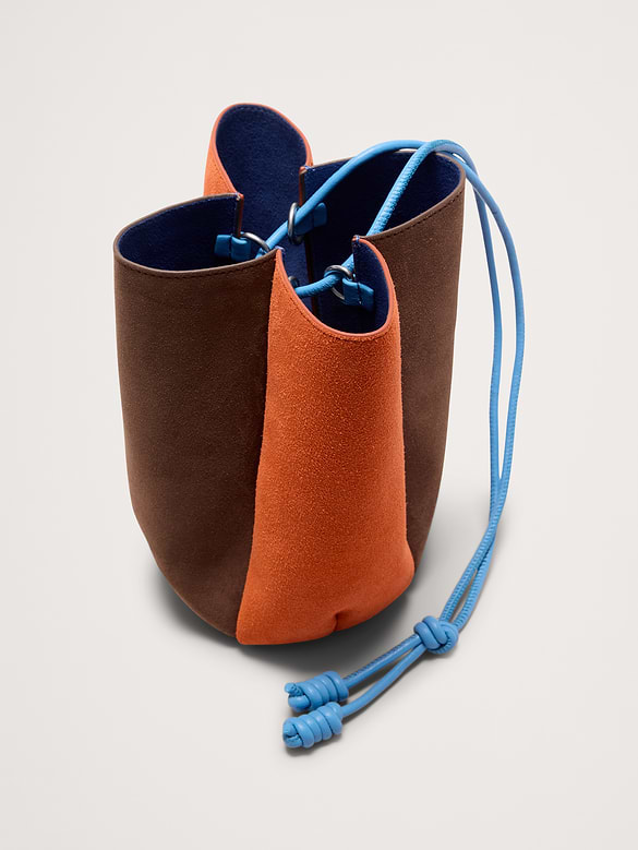 Sac tulipe en suède à couleurs contrastantes