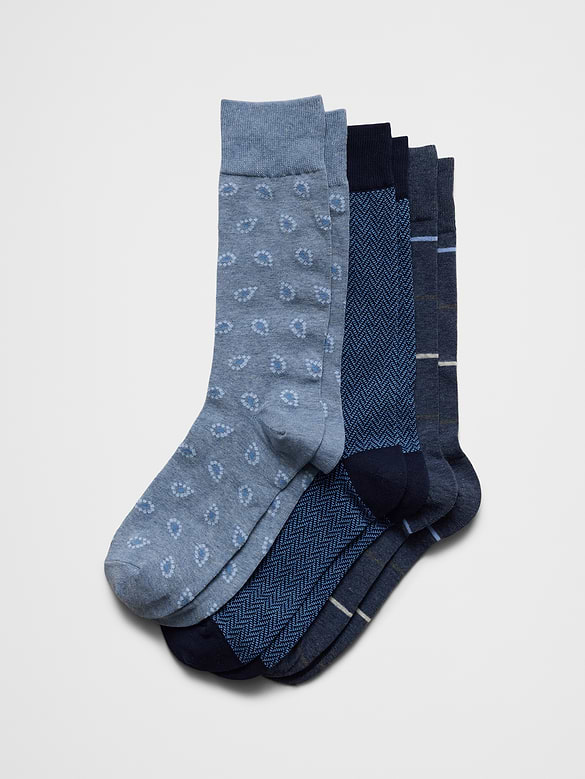 Blue Paisley Trouser Socks (3 Pack)
