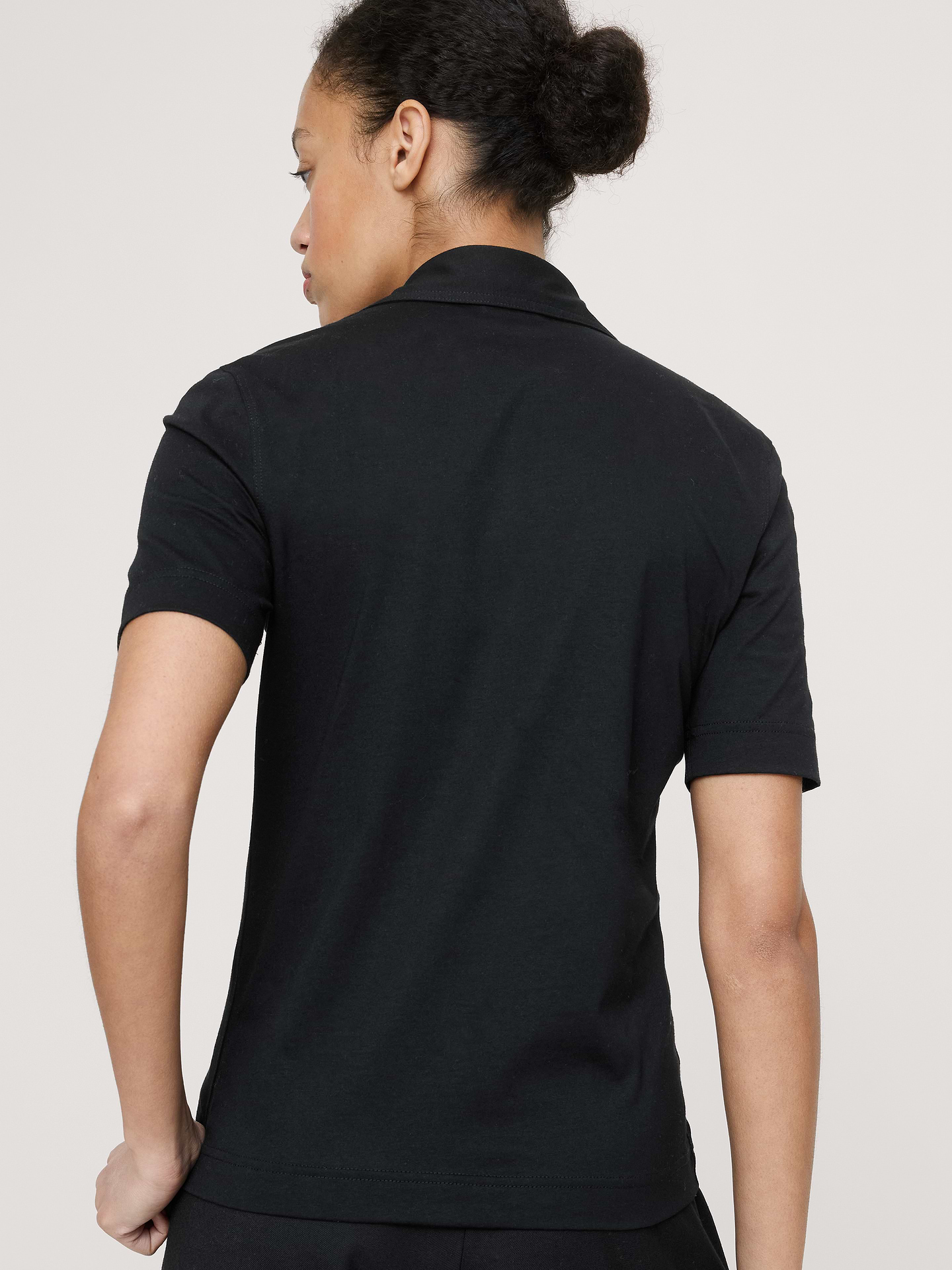 Image number 3 showing, Silky Cotton Short-Sleeve Button-Down Top