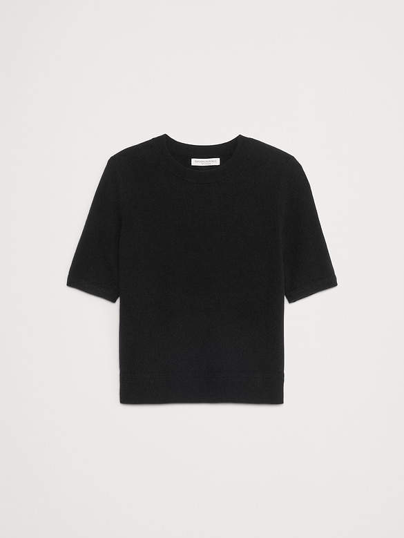 Lightweight Cashmere Short-Sleeve Sweater