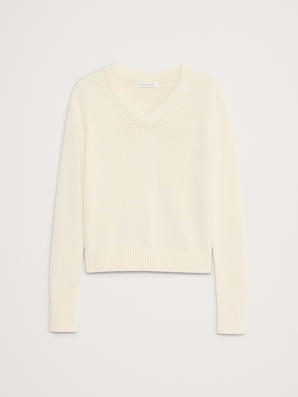 Larkspur Cotton-Silk V-Neck Sweater
