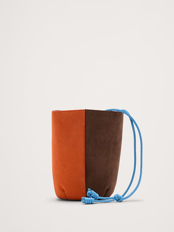 Sac tulipe en suède à couleurs contrastantes