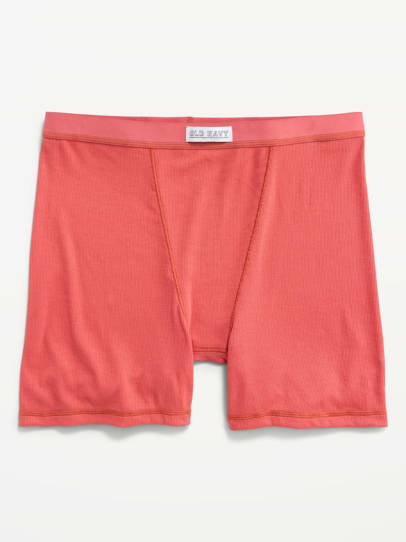 High-Waisted Ribbed Boyshort Briefs -- 3-inch inseam