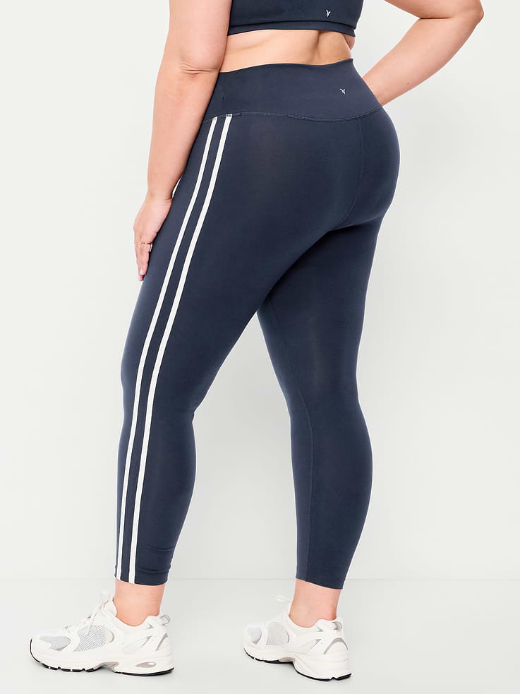 L'image numéro 8 présente Legging à rayures latérales en coton à taille haute longueur 7/8 PowerChill