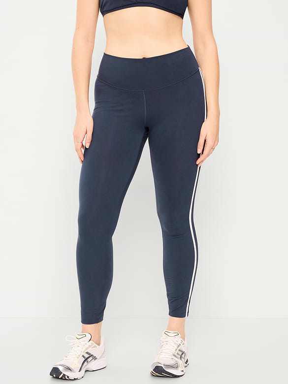 High-Waisted PowerChill Side-Striped 7/8 Cotton Leggings