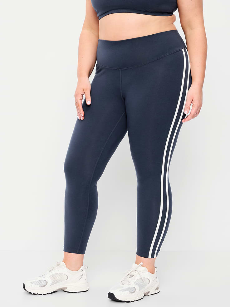L'image numéro 7 présente Legging à rayures latérales en coton à taille haute longueur 7/8 PowerChill