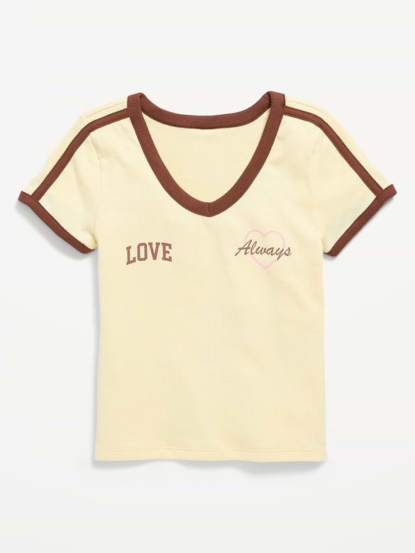 Fitted Short-Sleeve Graphic T-Shirt for Girls
